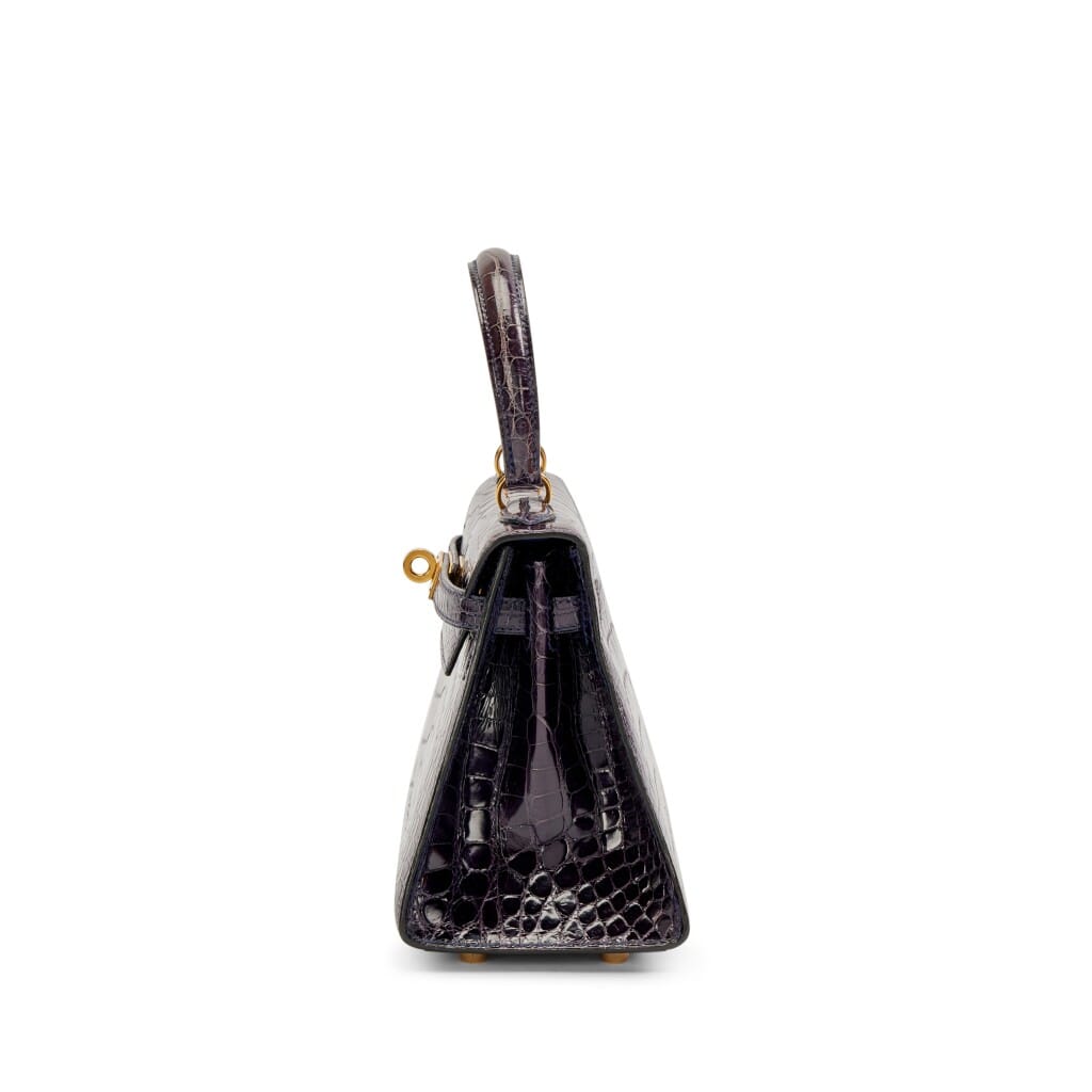 Vintage Bleu Sapphire Shiny alligator Mini Kelly 20 Gold Hardware, 1993