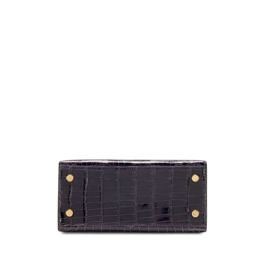 Vintage Bleu Sapphire Shiny alligator Mini Kelly 20 Gold Hardware, 1993