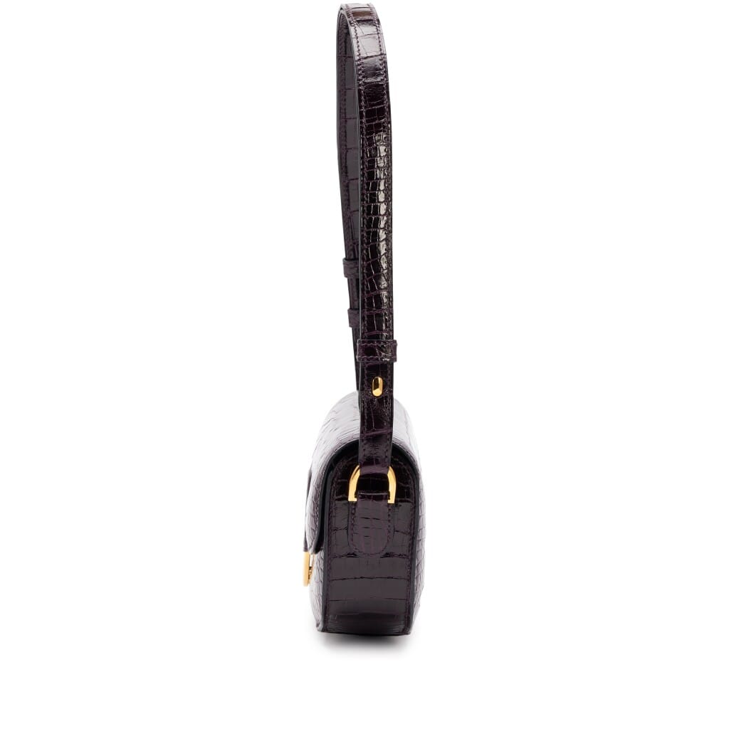 Amethyst Shiny Alligator Cherche Midi Mini 18 Gold Hardware, 2016