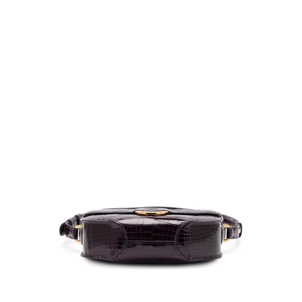 Amethyst Shiny Alligator Cherche Midi Mini 18 Gold Hardware, 2016
