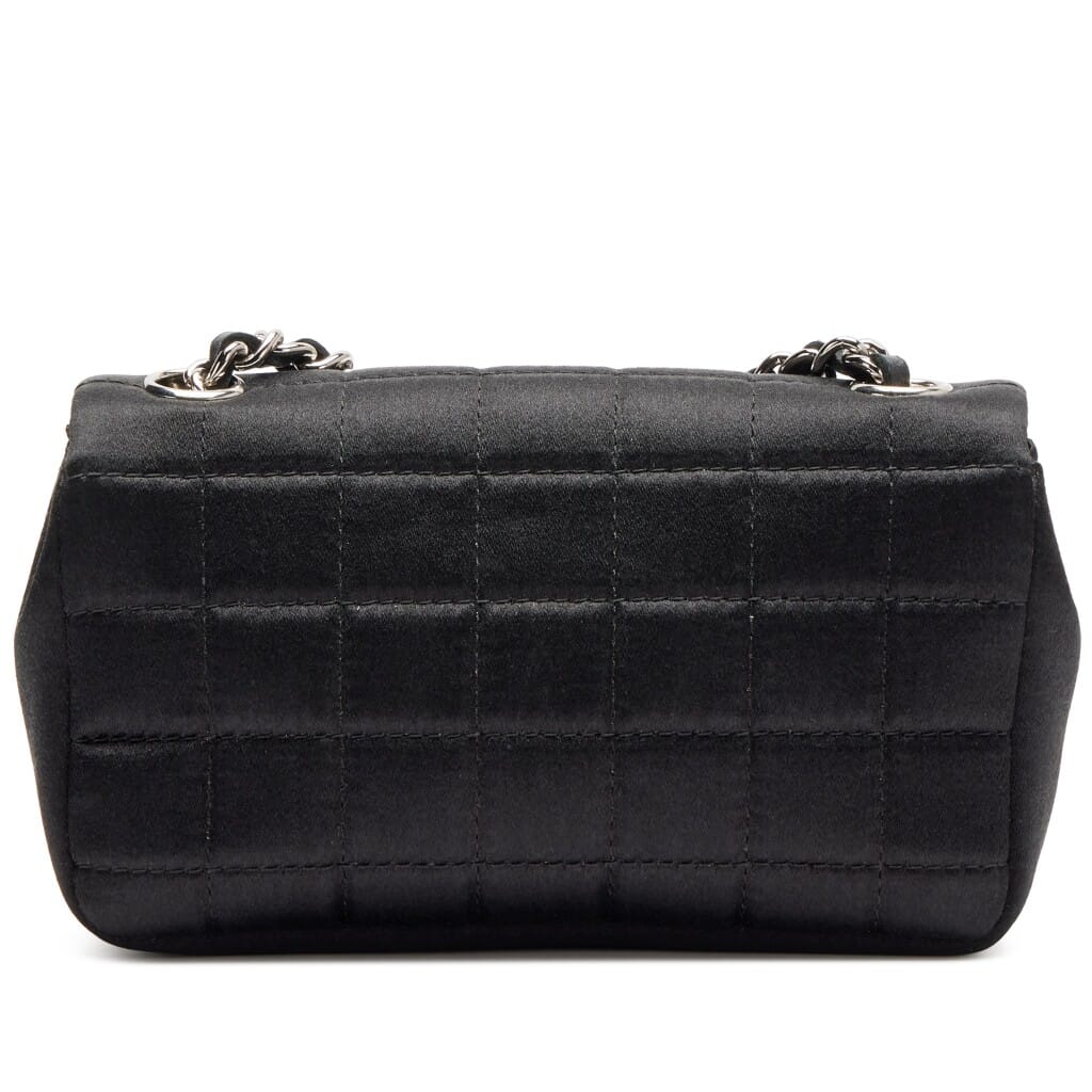 Black Satin Chocolate Bar Lipstick Extra Mini Flap Bag Silver Hardware, 2004