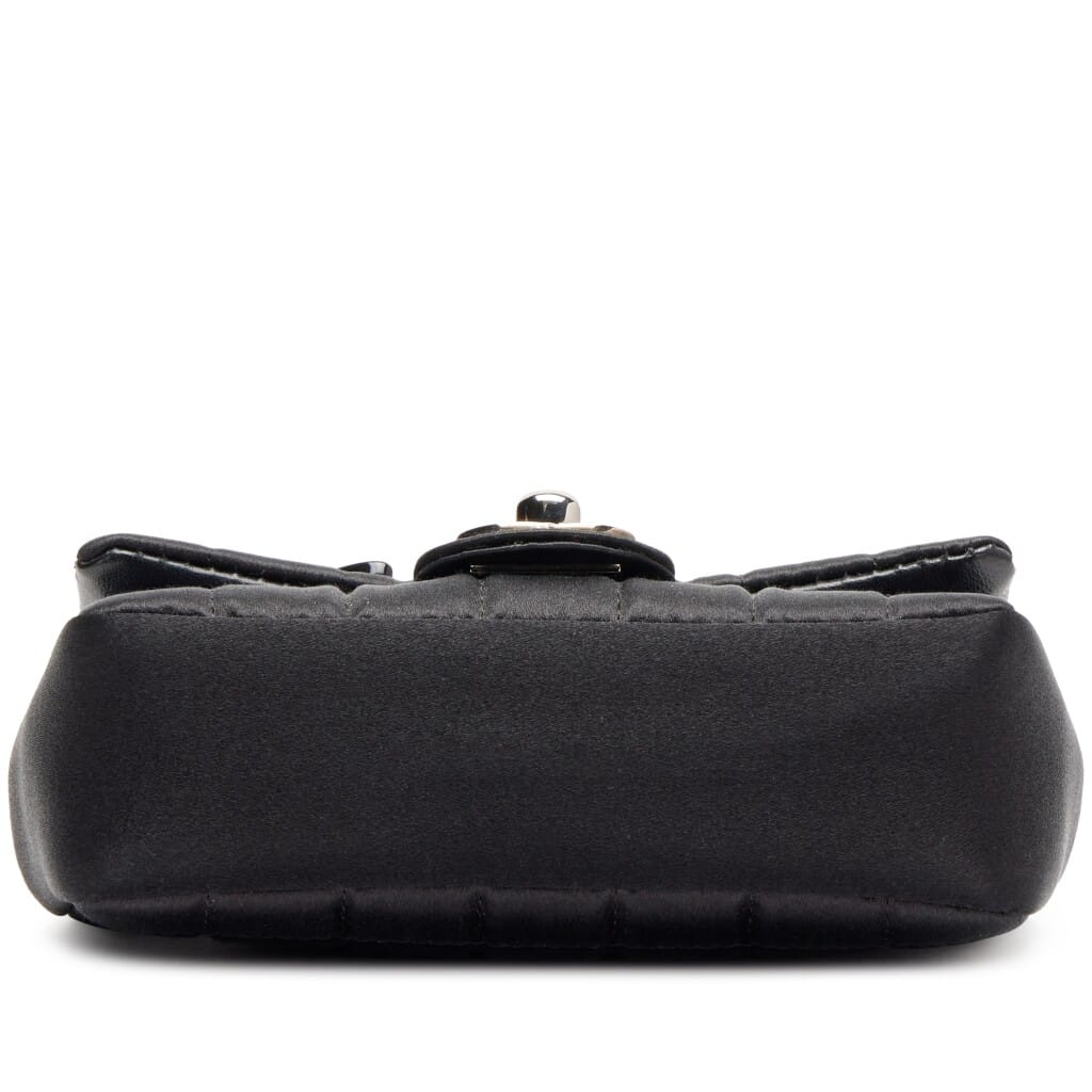 Black Satin Chocolate Bar Lipstick Extra Mini Flap Bag Silver Hardware, 2004