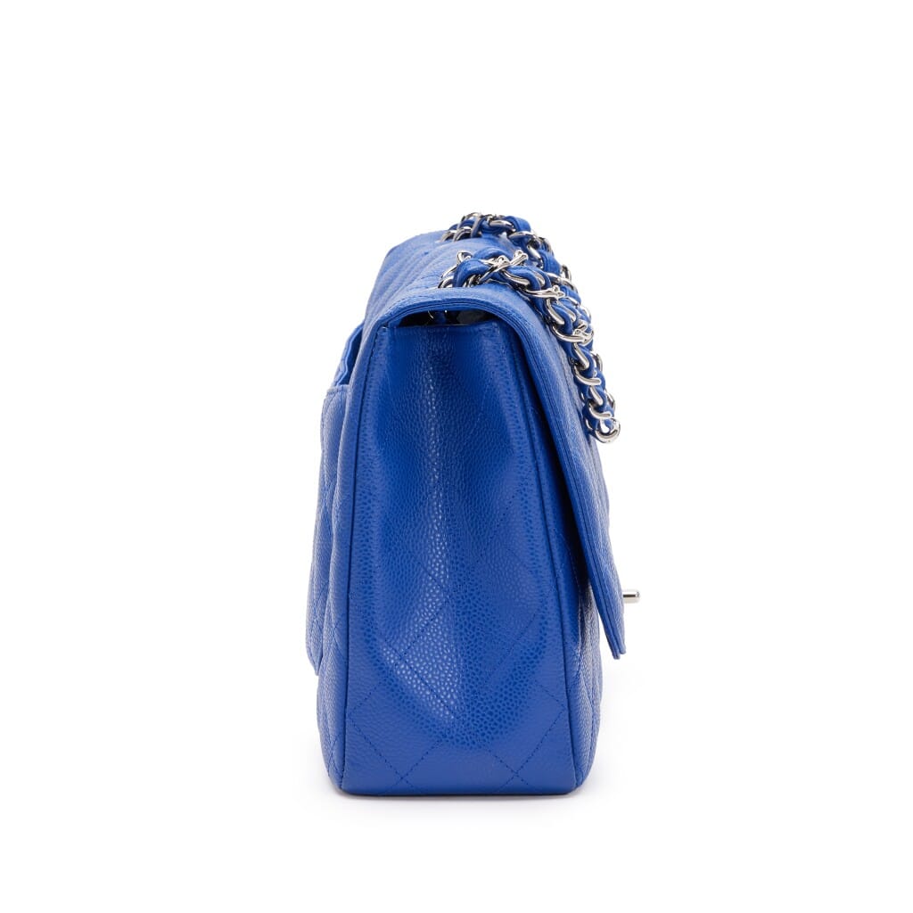 Blue Roi Quilted Caviar Classic Jumbo Single Flap Bag Silver Hardware, 2010