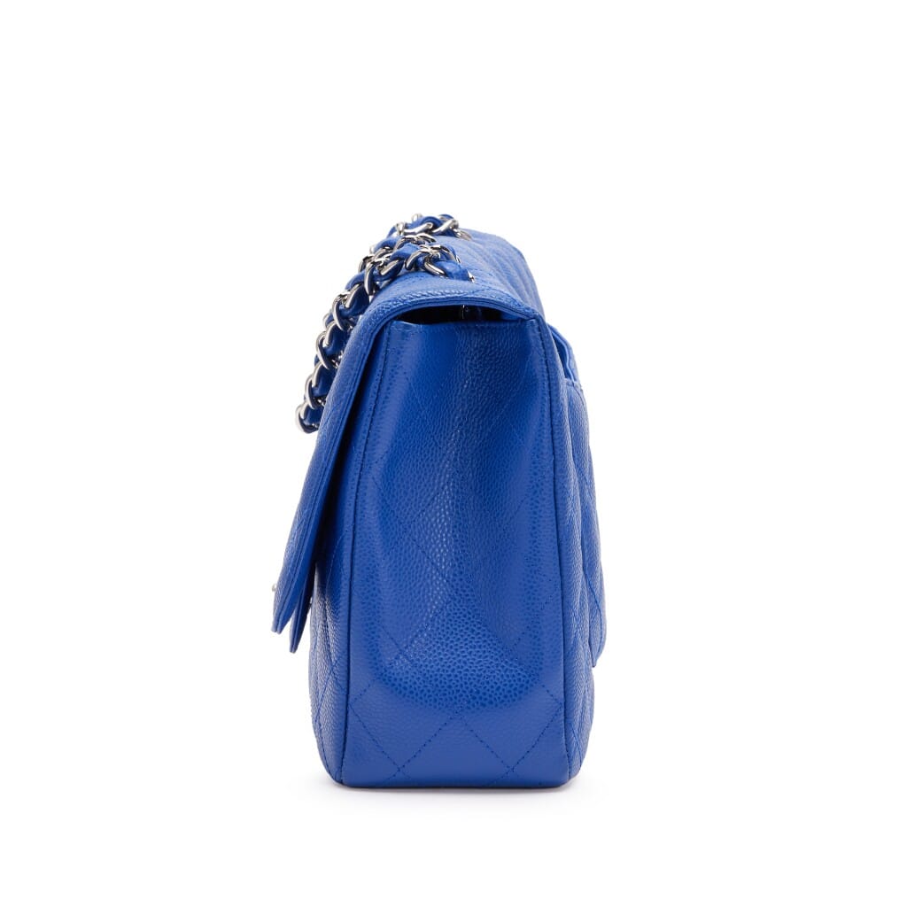 Blue Roi Quilted Caviar Classic Jumbo Single Flap Bag Silver Hardware, 2010