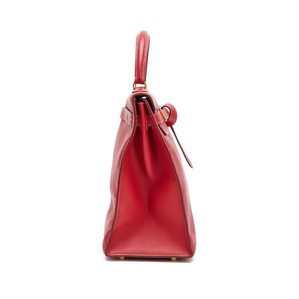 Vermillon Red Swift Kelly Flat 35 Gold Hardware, 2007