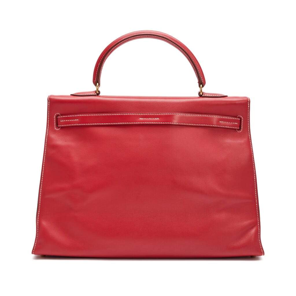 Vermillon Red Swift Kelly Flat 35 Gold Hardware, 2007