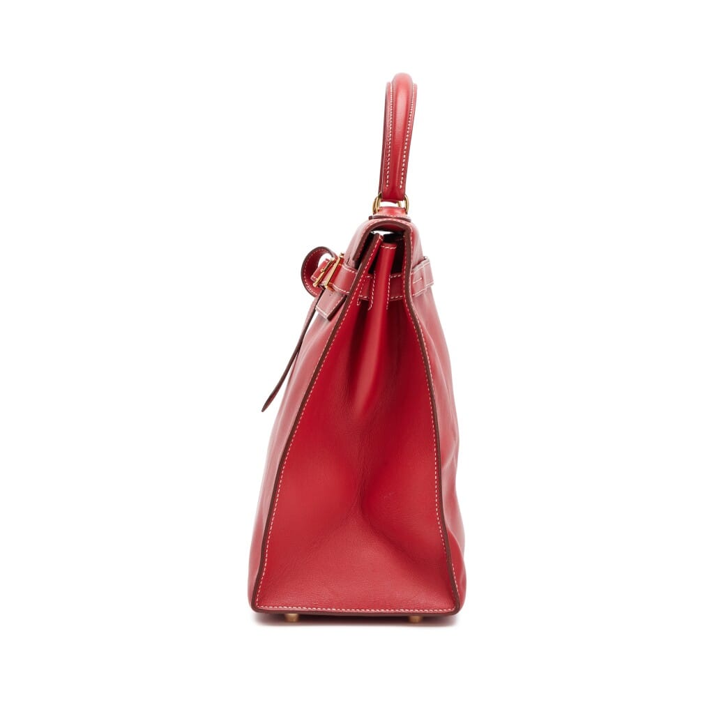 Vermillon Red Swift Kelly Flat 35 Gold Hardware, 2007