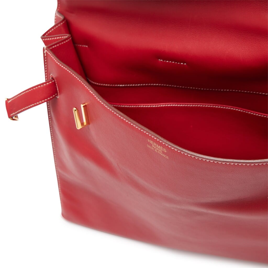 Vermillon Red Swift Kelly Flat 35 Gold Hardware, 2007