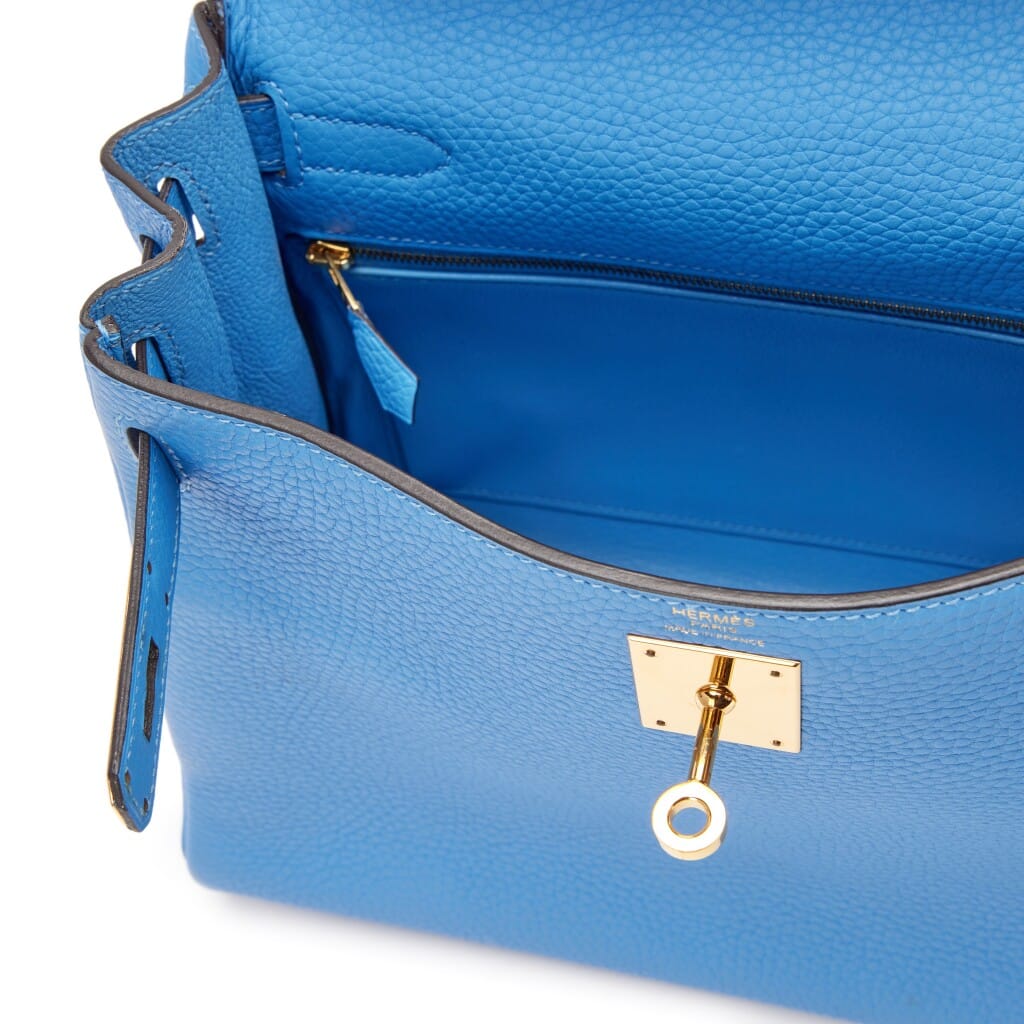 Bleu Paradis Togo Retourne Kelly 28 Gold Hardware, 2014