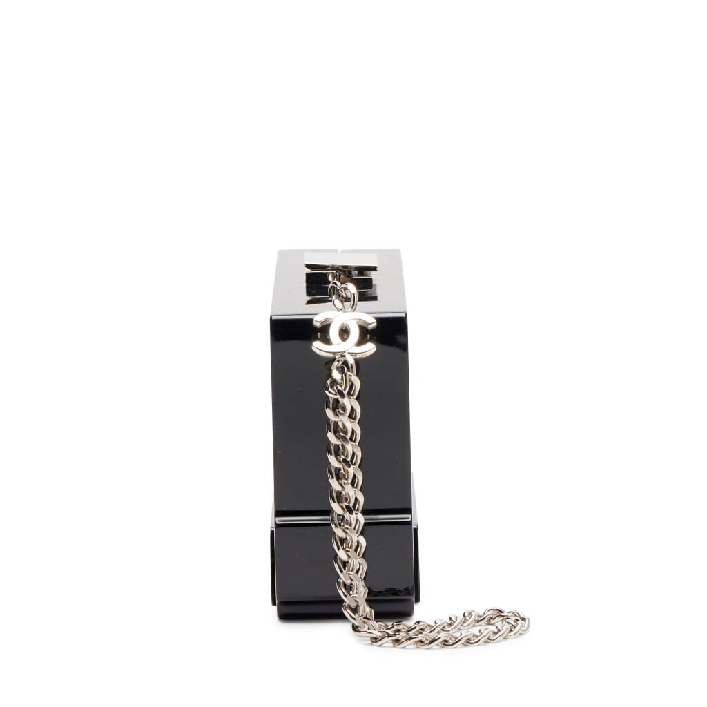 Black and White Lucite Cassette Tape Minaudière Clutch Silver Hardware, 2004