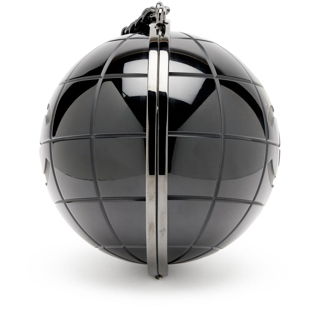 Black Plexiglass CC Globe Minaudière Clutch Black Hardware, 2013