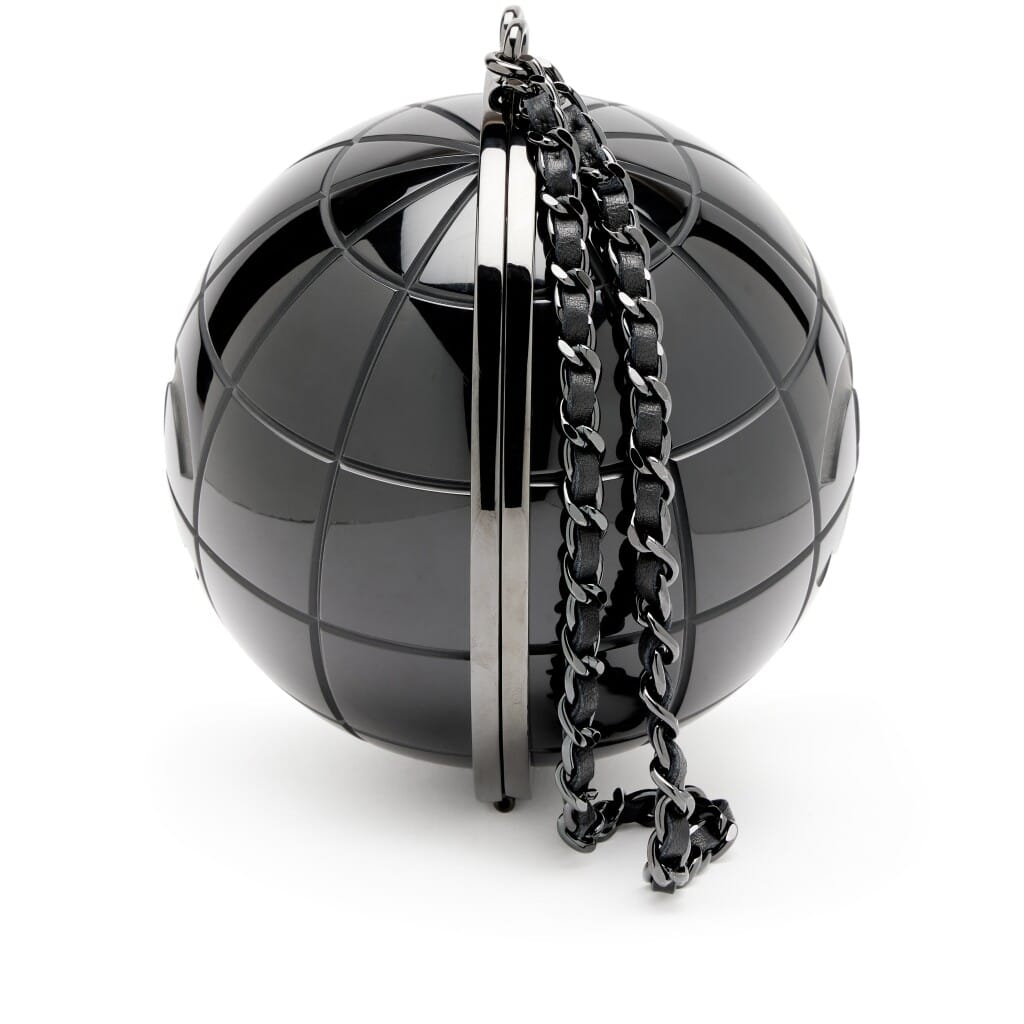 Black Plexiglass CC Globe Minaudière Clutch Black Hardware, 2013