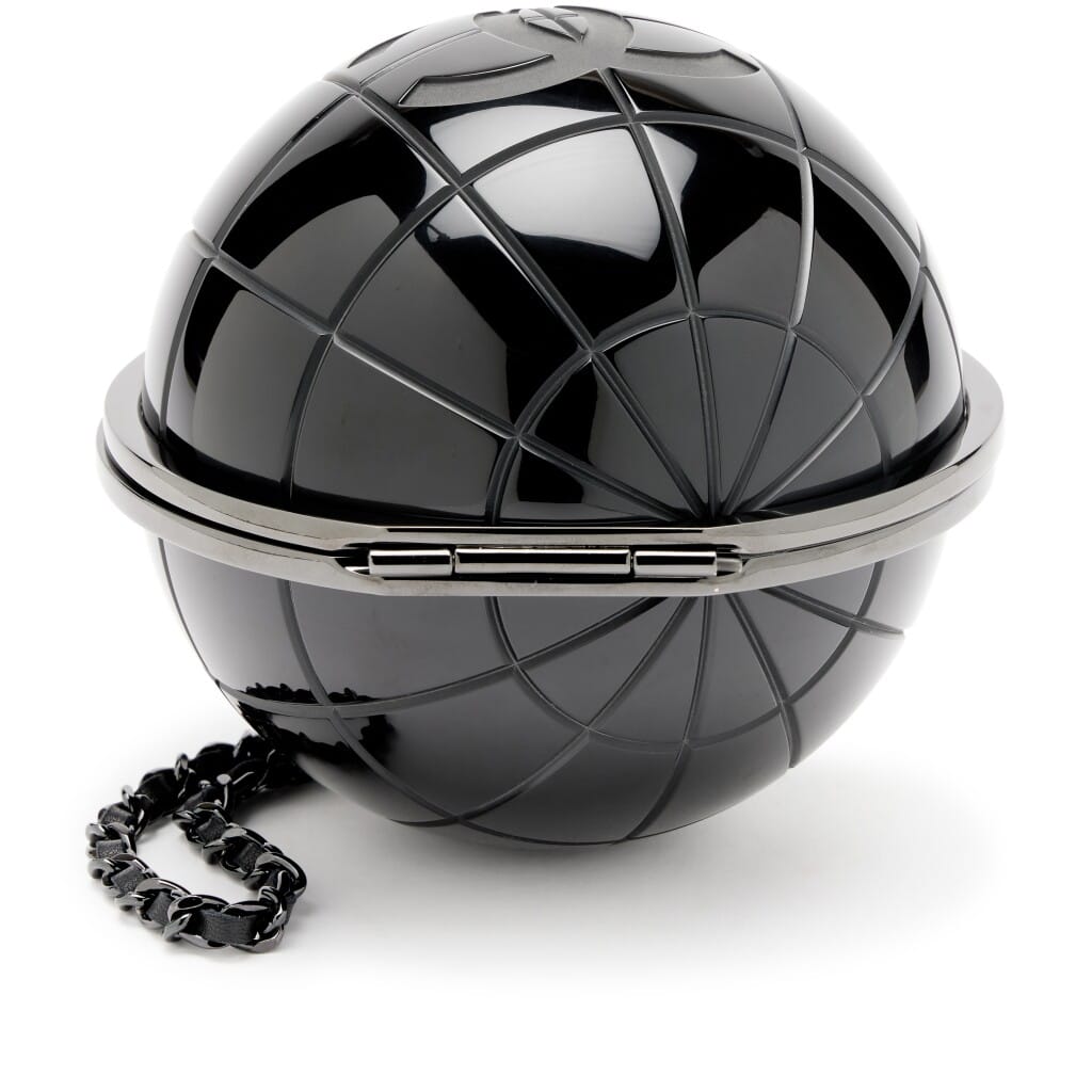 Black Plexiglass CC Globe Minaudière Clutch Black Hardware, 2013