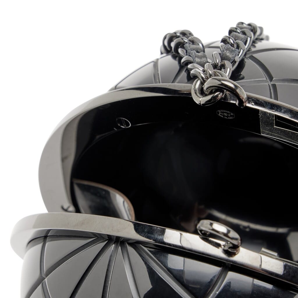 Black Plexiglass CC Globe Minaudière Clutch Black Hardware, 2013