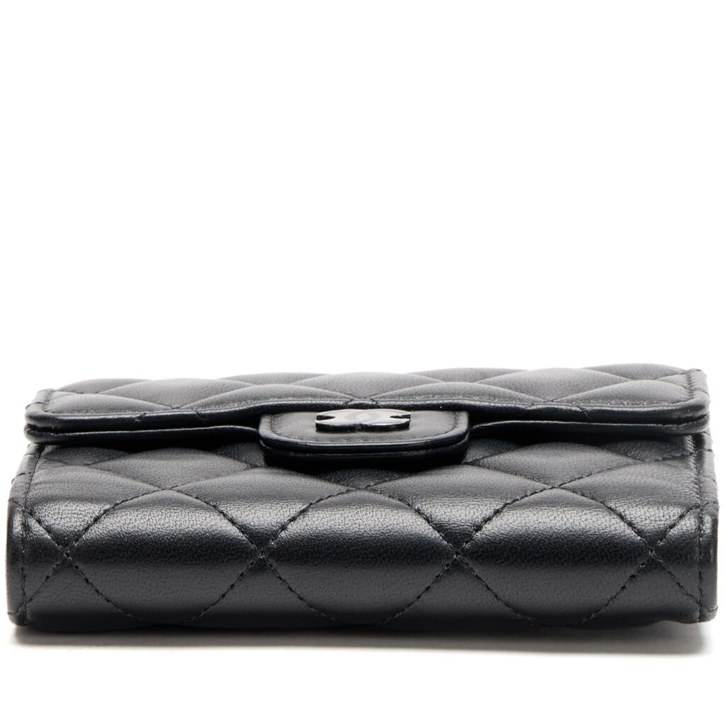 So Black Quilted Lambskin Classic Small Flap Wallet Black Hardware, 2021