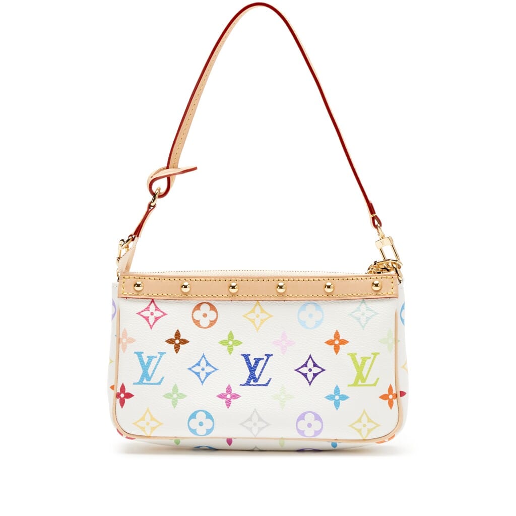 Takashi Murakami White Multicolore Monogram Coated Canvas Pochette Gold Hardware, 2025