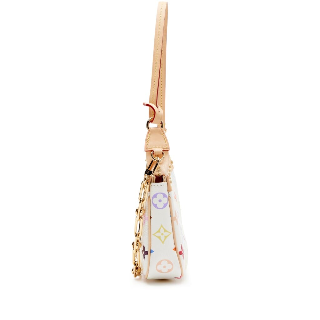 Takashi Murakami White Multicolore Monogram Coated Canvas Pochette Gold Hardware, 2025