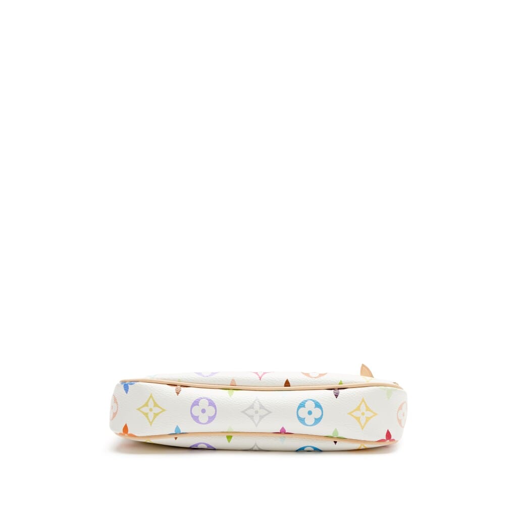 Takashi Murakami White Multicolore Monogram Coated Canvas Pochette Gold Hardware, 2025
