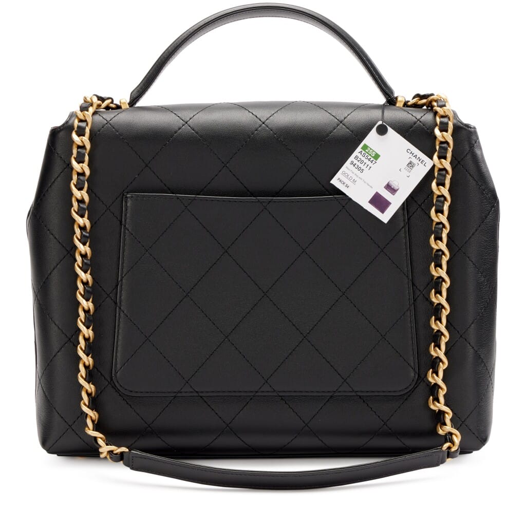 Black Quilted Lambskin Large Jumbo Flap Bag with Top Handle Aged Gold Hardware, 2025