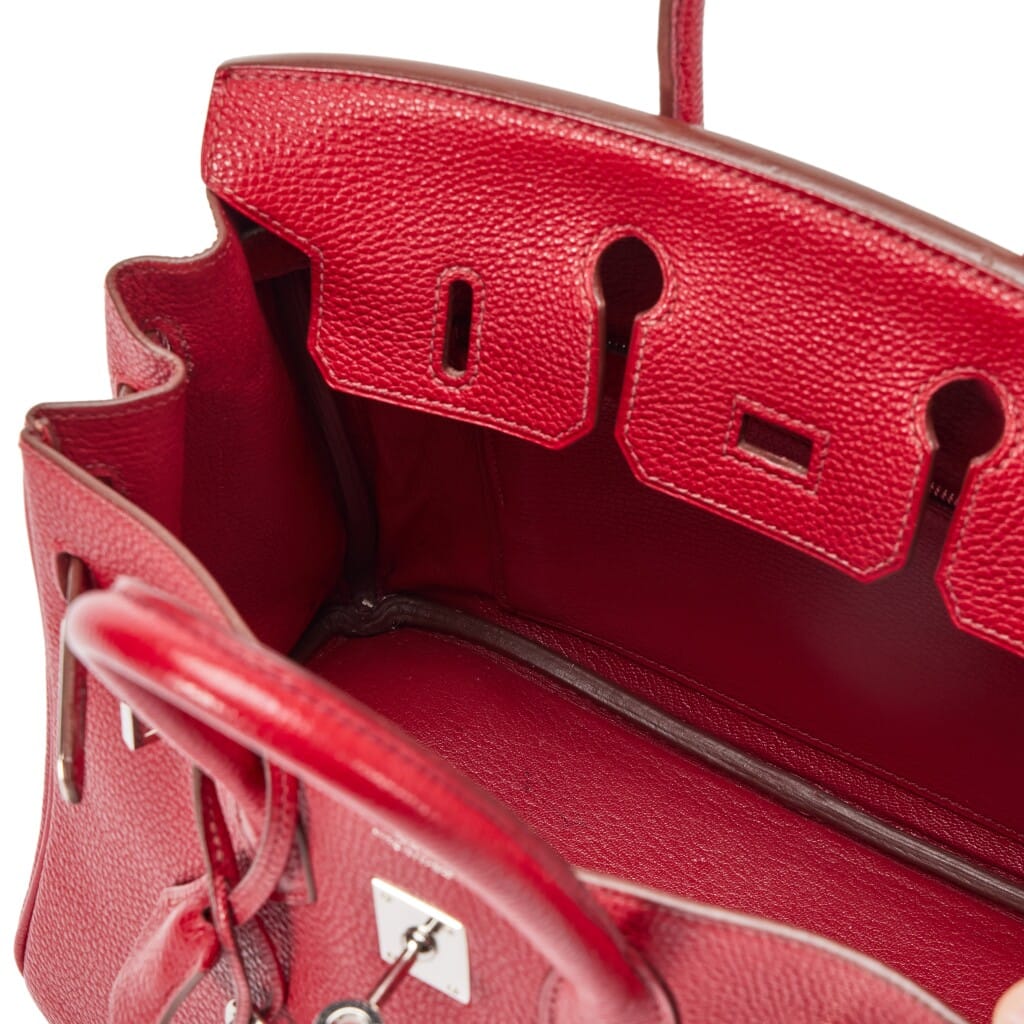 Rouge Garance Togo Birkin 25 Palladium Hardware, 2008
