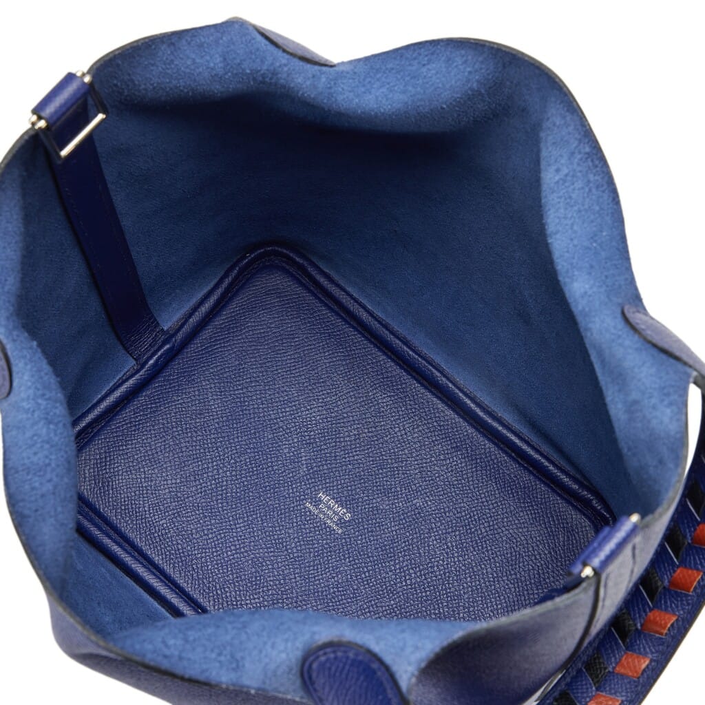 Bleu Encre, Black and Brique Epsom Tressage Picotin Lock 18 Bag Palladium Hardware, 2018