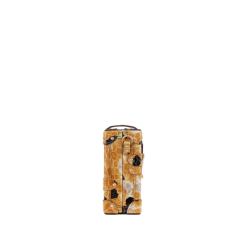 Yellow and Multicolor Shiny Niloticus Crocodile Petite Malle Gold Hardware