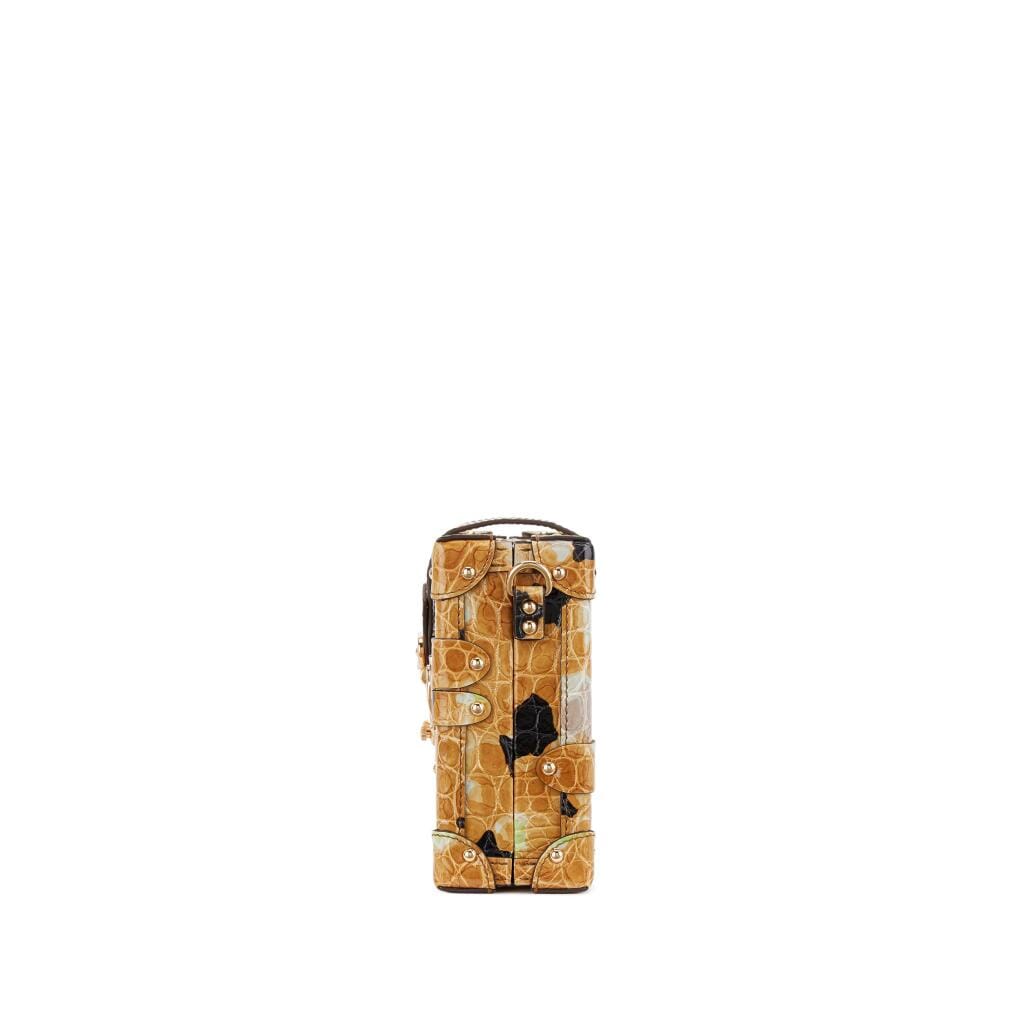 Yellow and Multicolor Shiny Niloticus Crocodile Petite Malle Gold Hardware