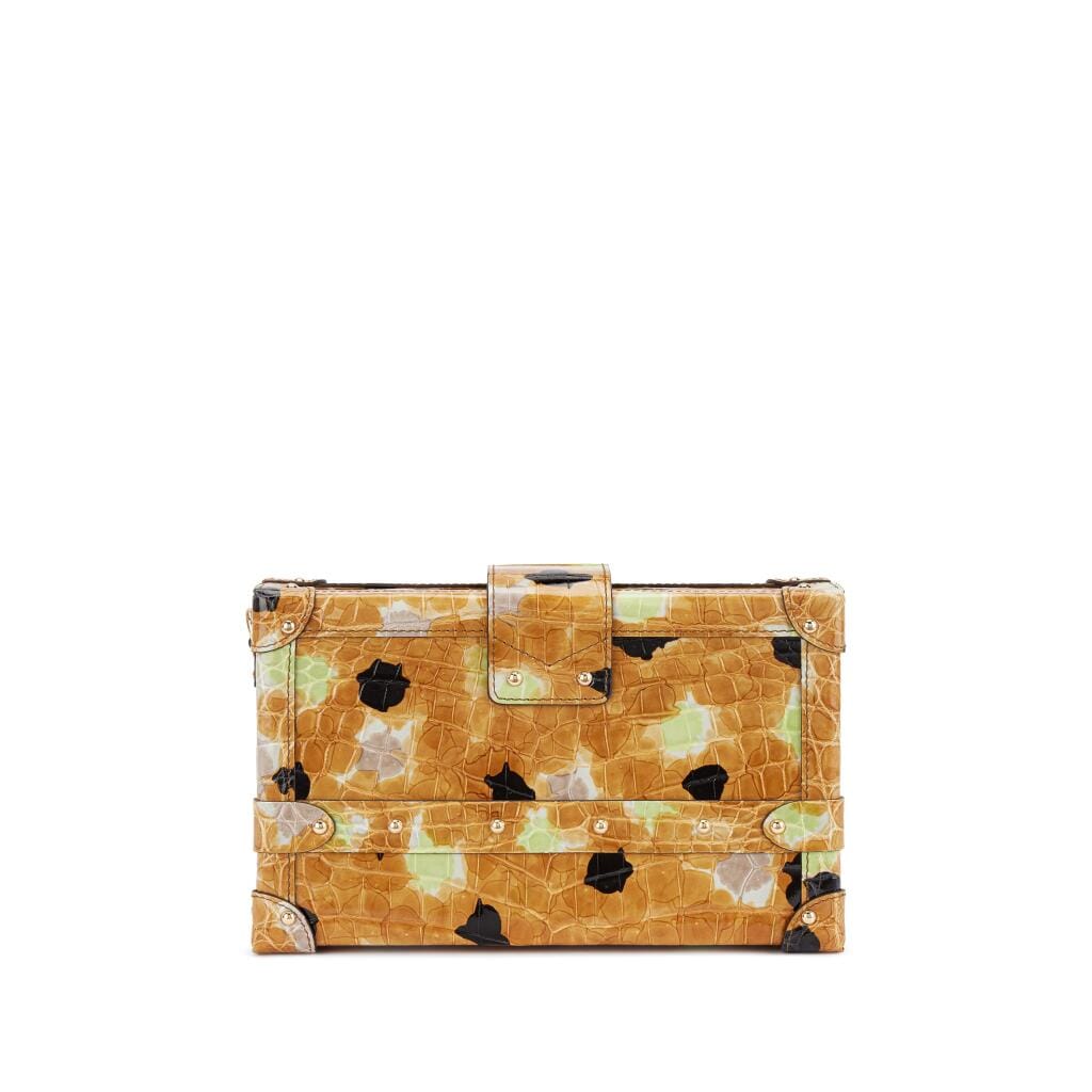 Yellow and Multicolor Shiny Niloticus Crocodile Petite Malle Gold Hardware
