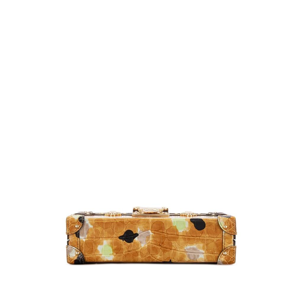 Yellow and Multicolor Shiny Niloticus Crocodile Petite Malle Gold Hardware