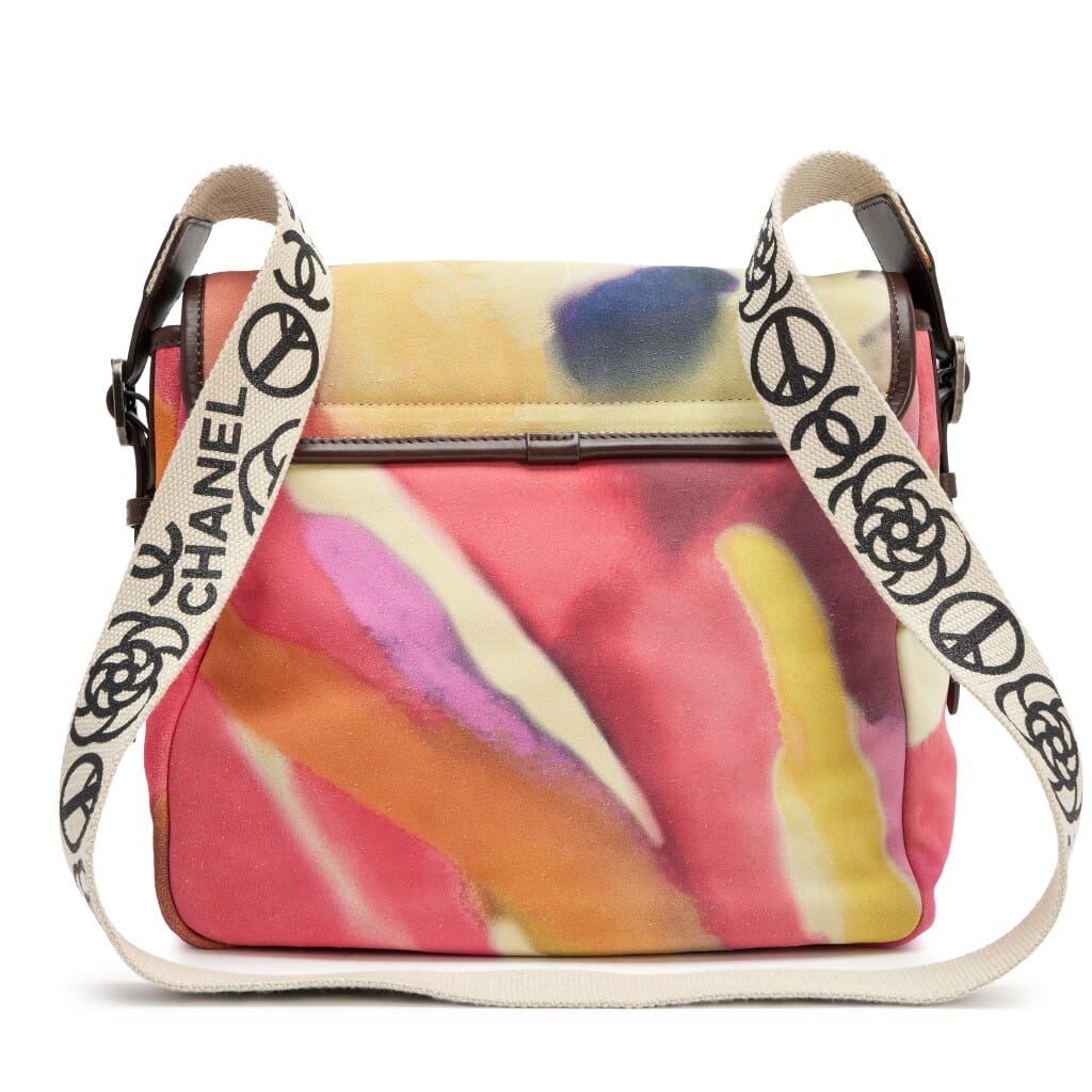 Multicolor Nubuck Flower Power Messenger Bag Ruthenium Hardware, 2015