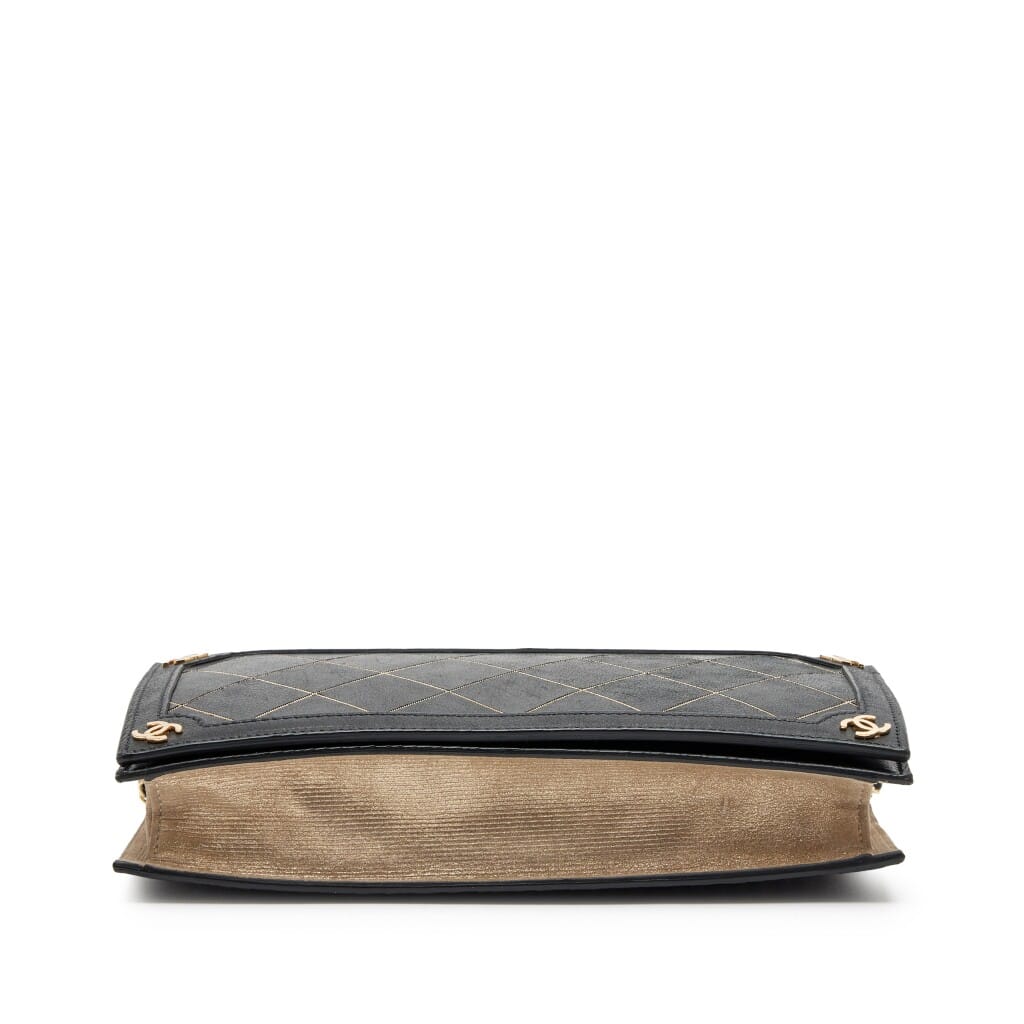 Black and Gold Quilted Lambskin CC Book Minaudière Clutch Gold Hardware, 2011
