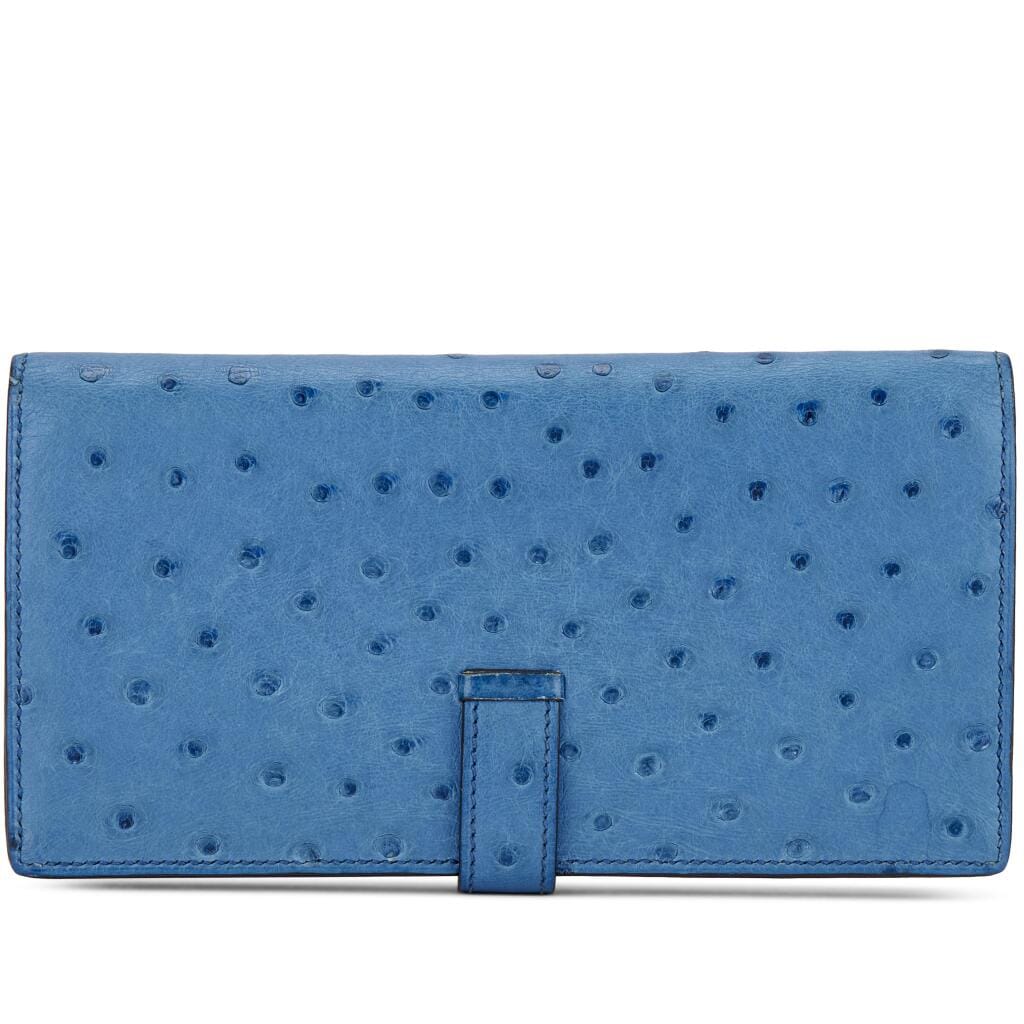Bleu Mykonos Ostrich Bearn Wallet Palladium Hardware, 2019