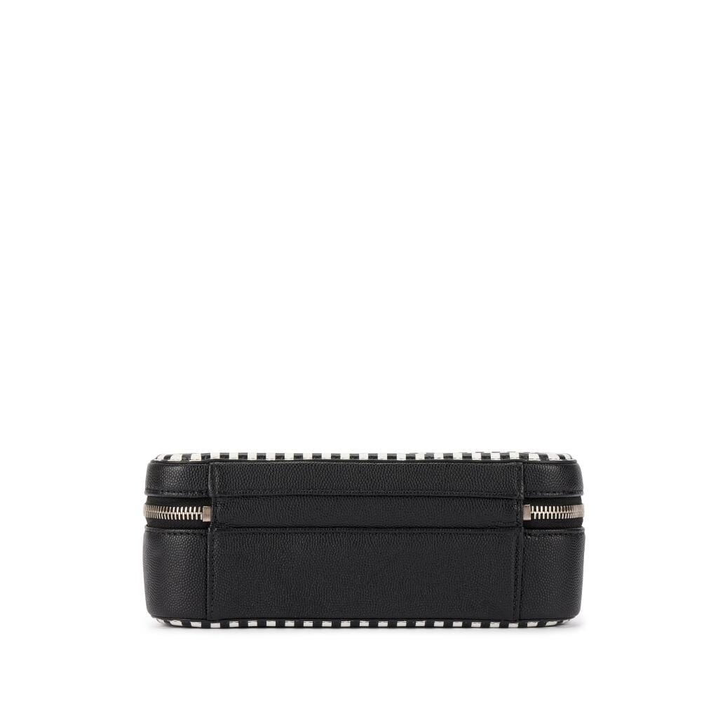 Black and White Quilted Caviar CC Filigree Vanity Case Silver Hardware, 2018-19