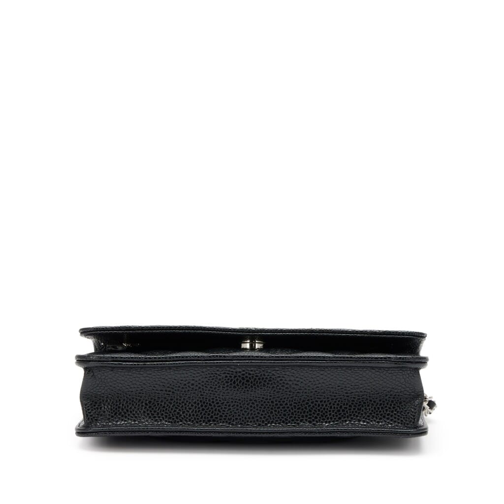 Black Quilted Caviar Classic Wallet On Chain WOC Silver Hardware, 2023