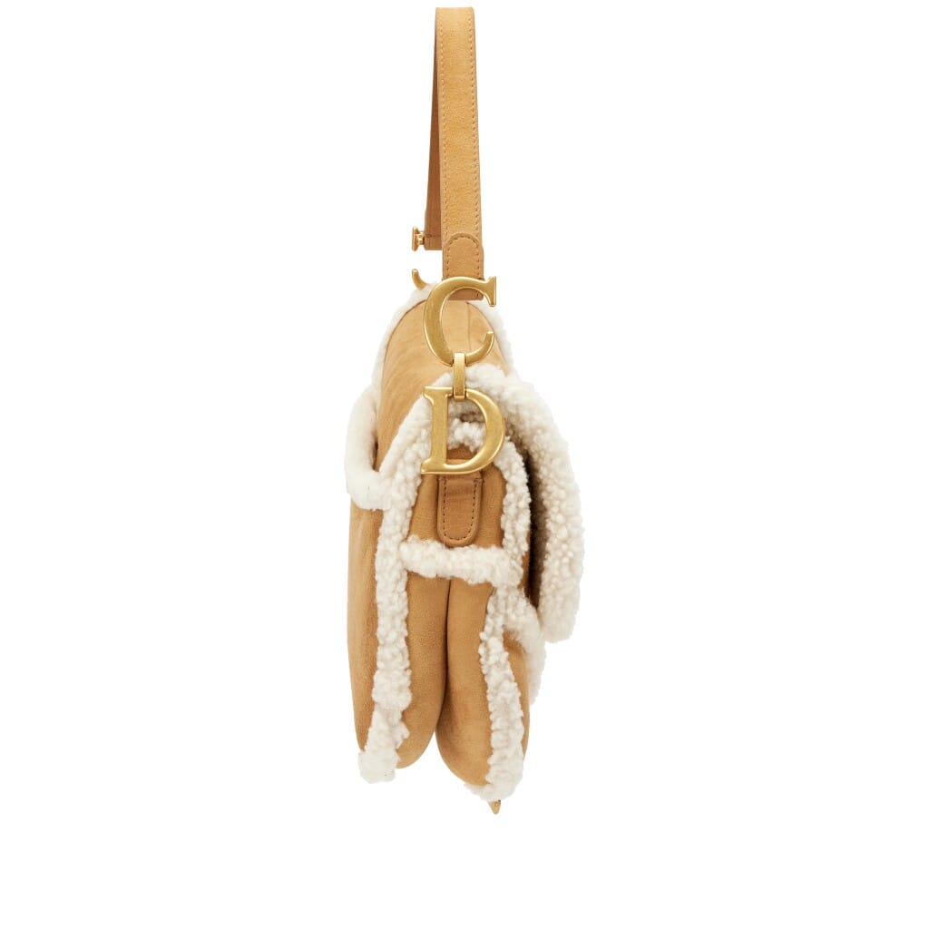 Camel Shearling Saddle Bag Gold Hardware, 2020