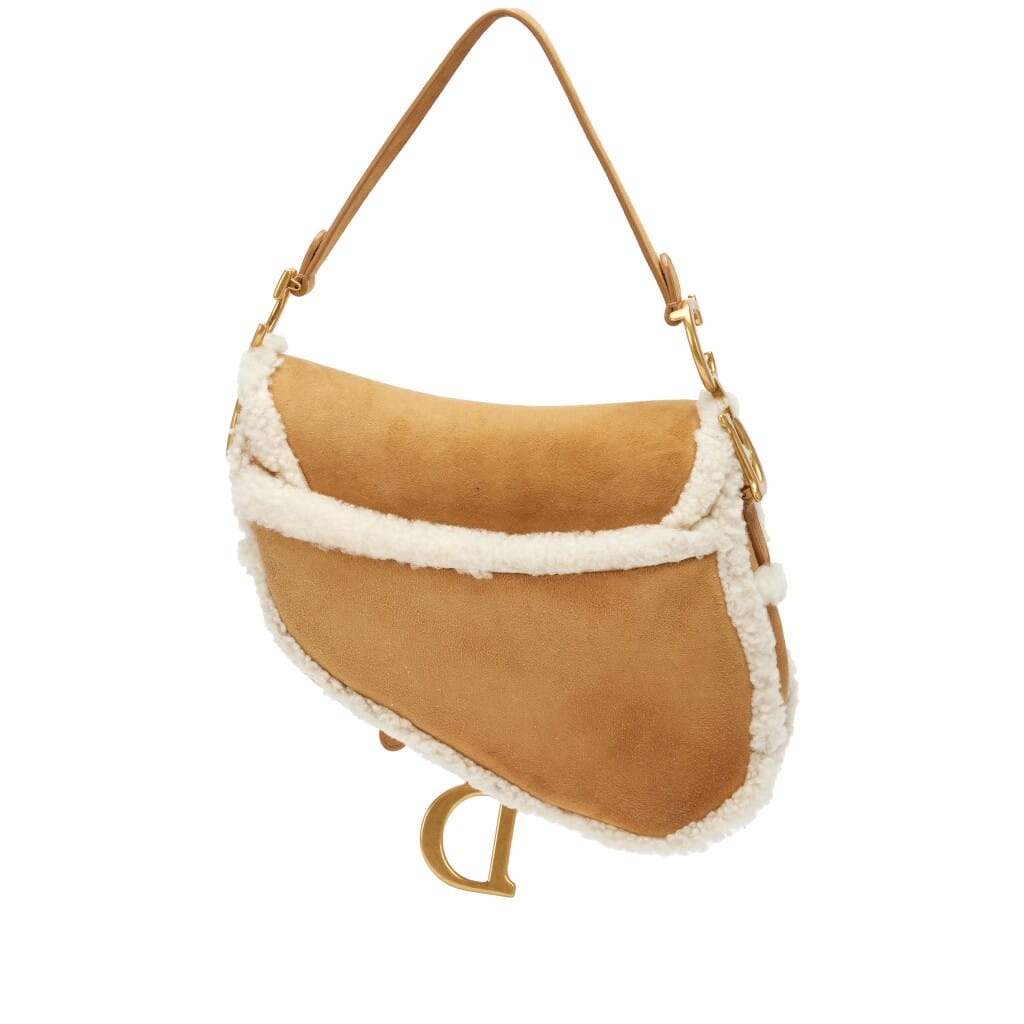 Camel Shearling Saddle Bag Gold Hardware, 2020