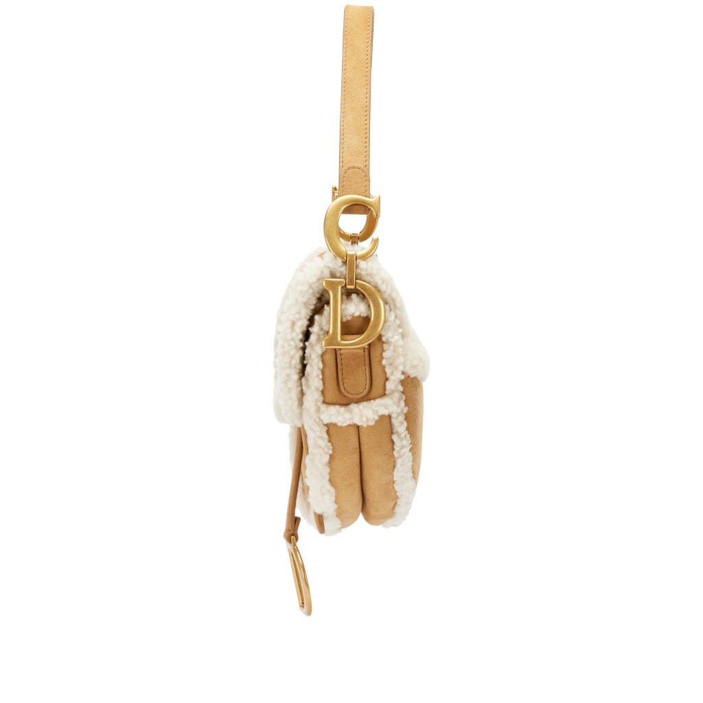Camel Shearling Saddle Bag Gold Hardware, 2020