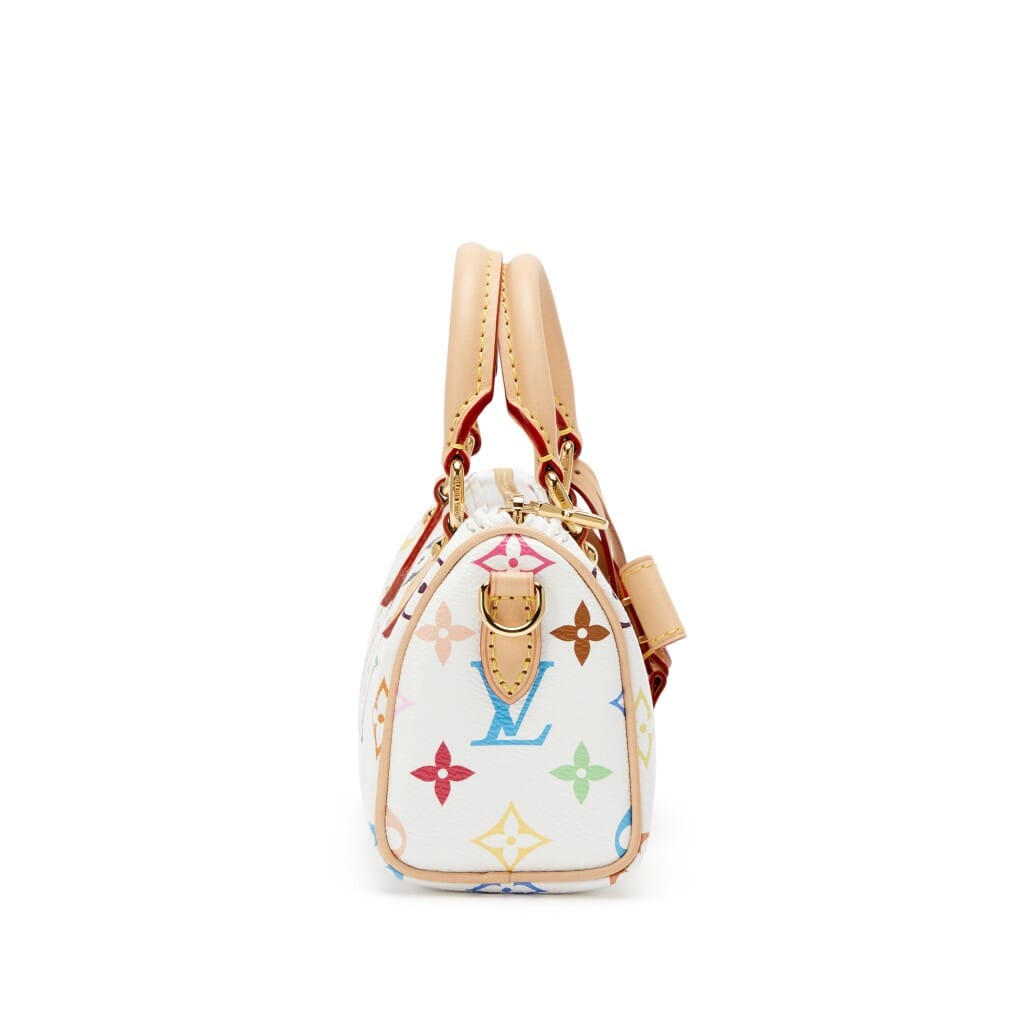 Takashi Murakami White Multicolore Monogram Coated Canvas Nano Speedy Gold Hardware, 2025
