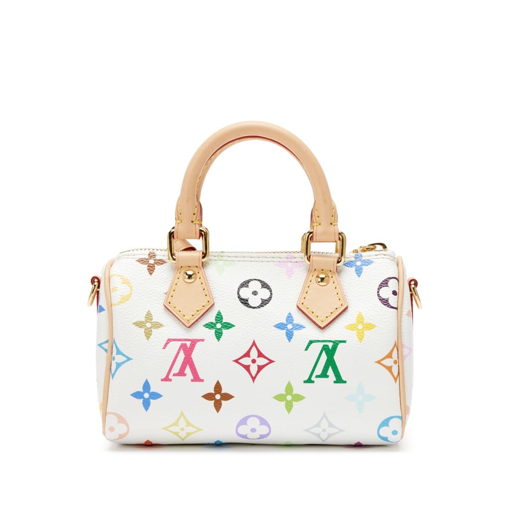 Takashi Murakami White Multicolore Monogram Coated Canvas Nano Speedy Gold Hardware, 2025