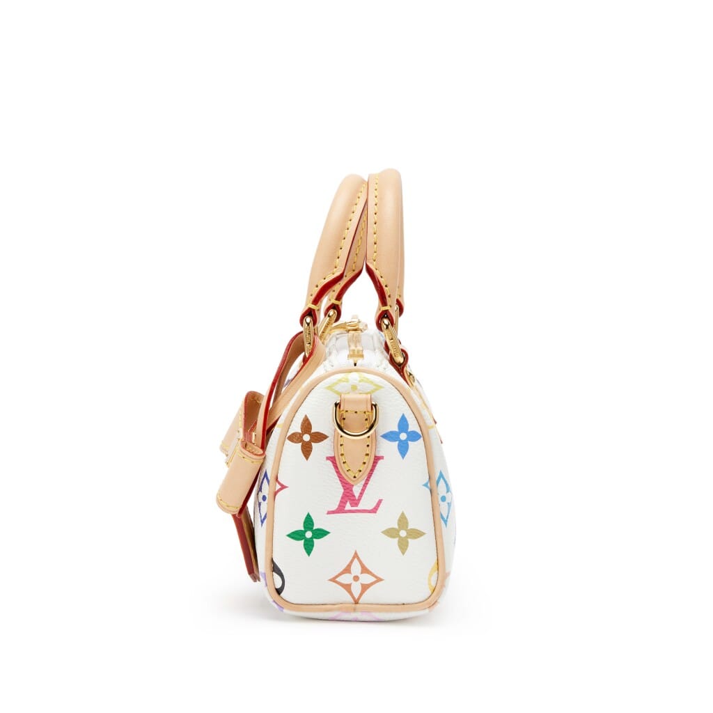Takashi Murakami White Multicolore Monogram Coated Canvas Nano Speedy Gold Hardware, 2025