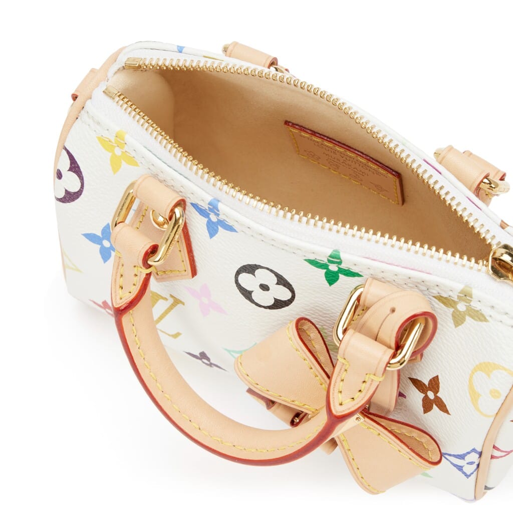 Takashi Murakami White Multicolore Monogram Coated Canvas Nano Speedy Gold Hardware, 2025