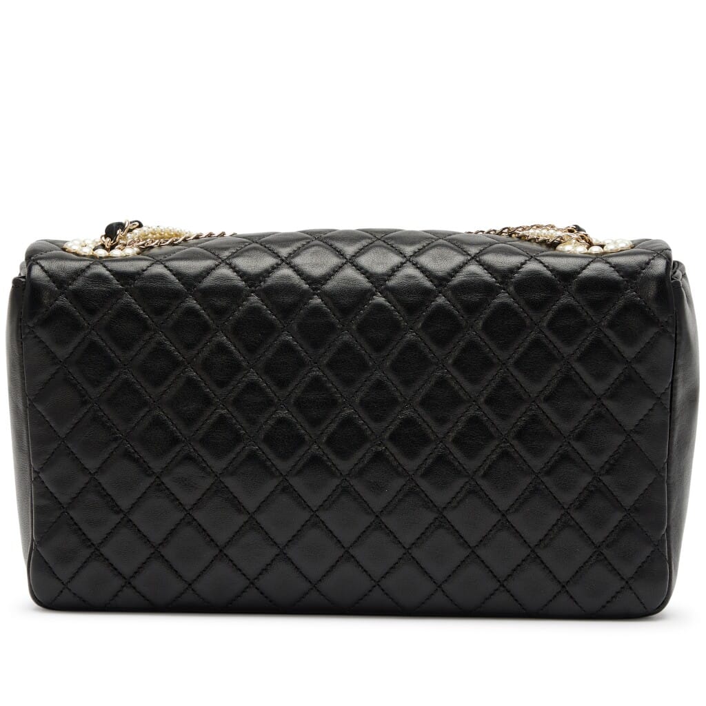 Black Quilted Lambskin Westminster Imitation Pearl Flap Bag Gold Hardware, 2010