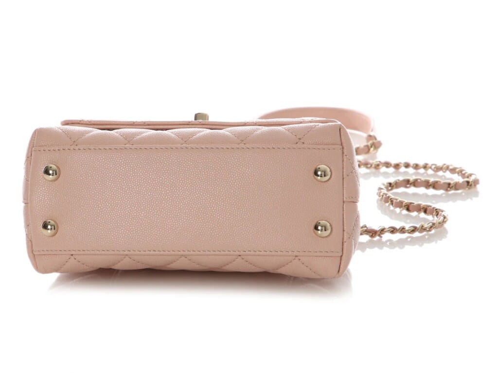 Pink Quilted Caviar Mini Coco Top Handle Gold Hardware, 2022
