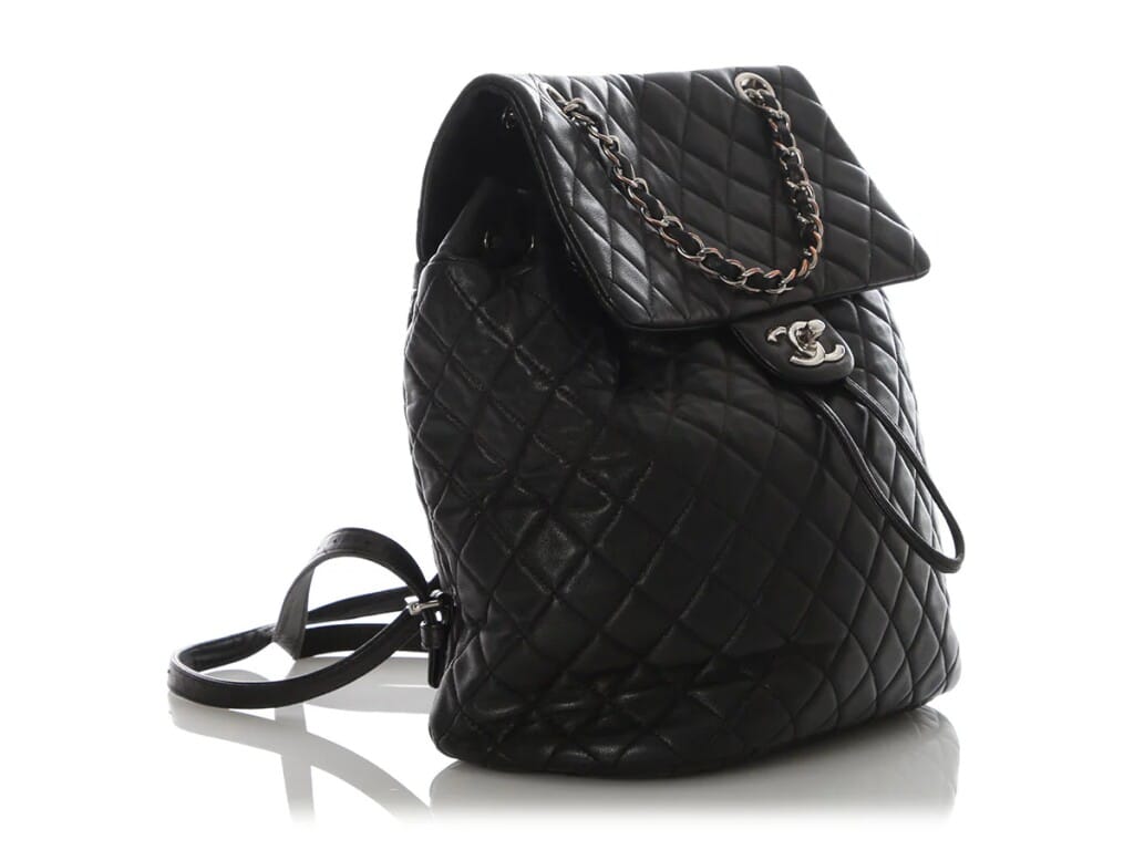 Black Quilted Calfskin Large Urban Spirit Backpack Silver Hardware, 2016