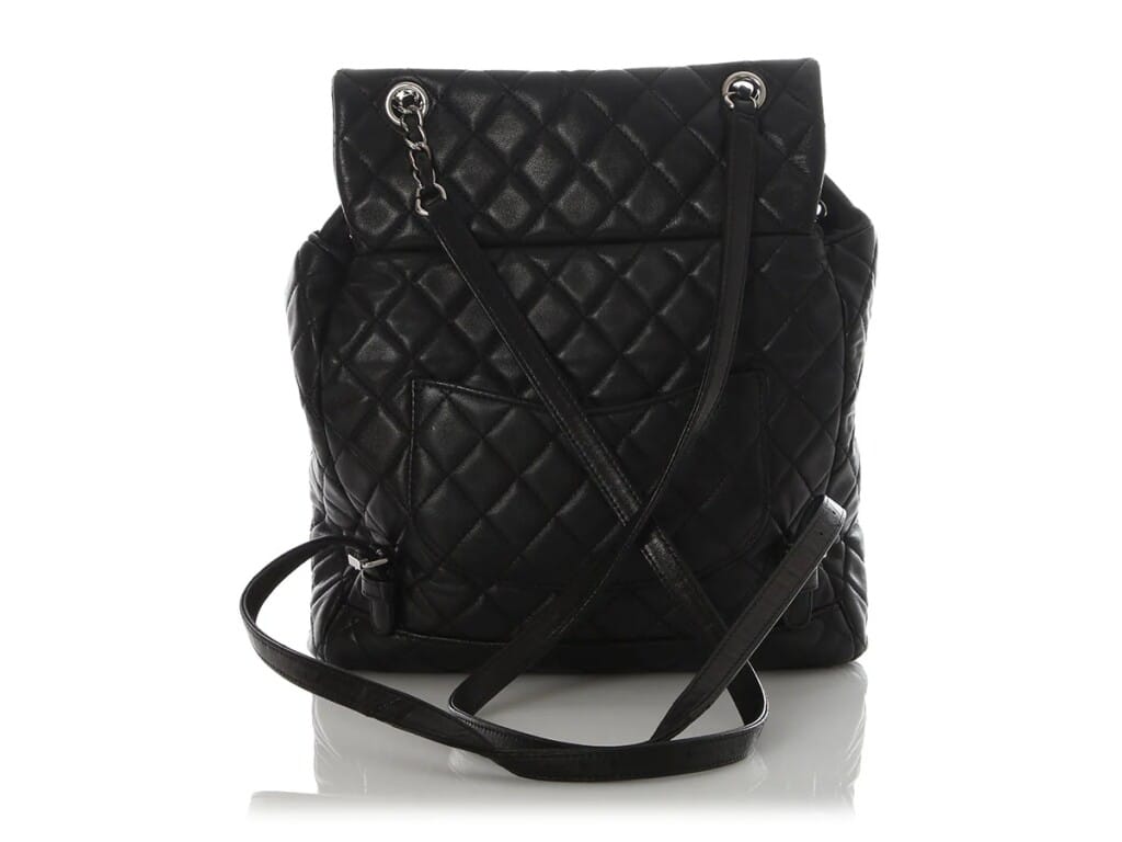 Black Quilted Calfskin Large Urban Spirit Backpack Silver Hardware, 2016
