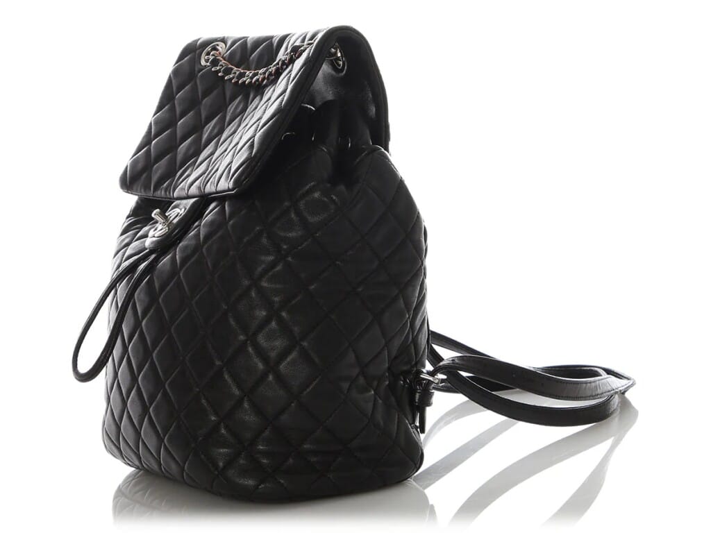 Black Quilted Calfskin Large Urban Spirit Backpack Silver Hardware, 2016