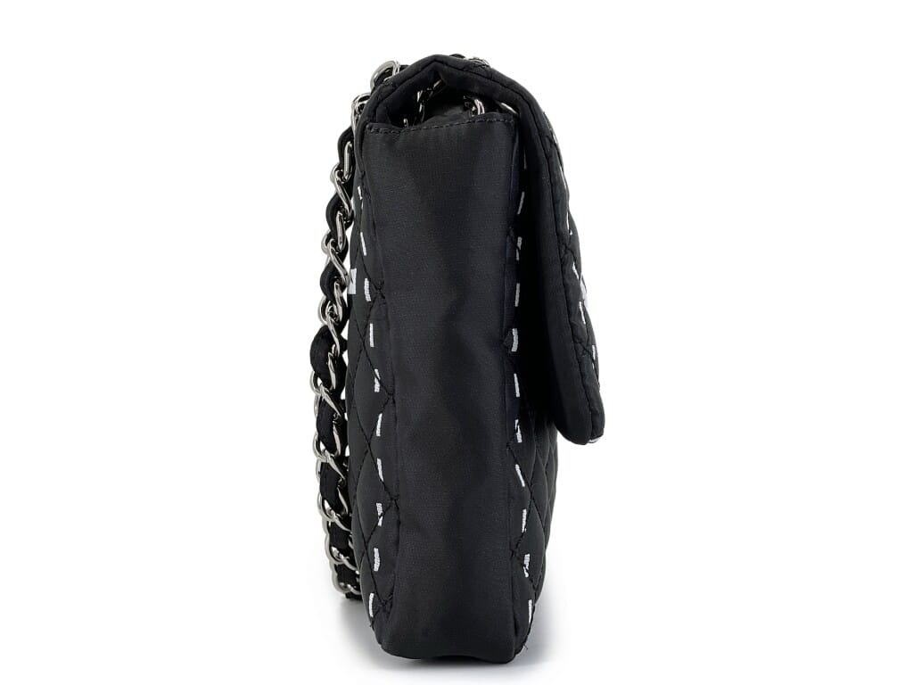 Black and White Quilted Nylon Printed Logomania Flap Bag Silver Hardware, 2008
