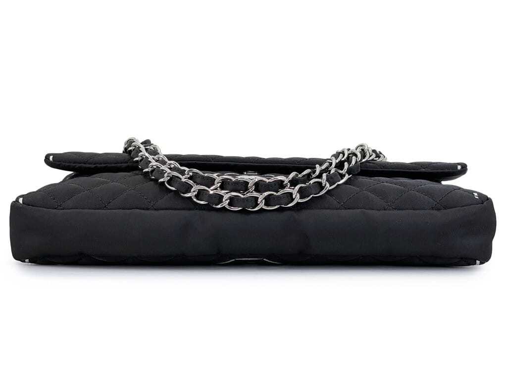 Black and White Quilted Nylon Printed Logomania Flap Bag Silver Hardware, 2008