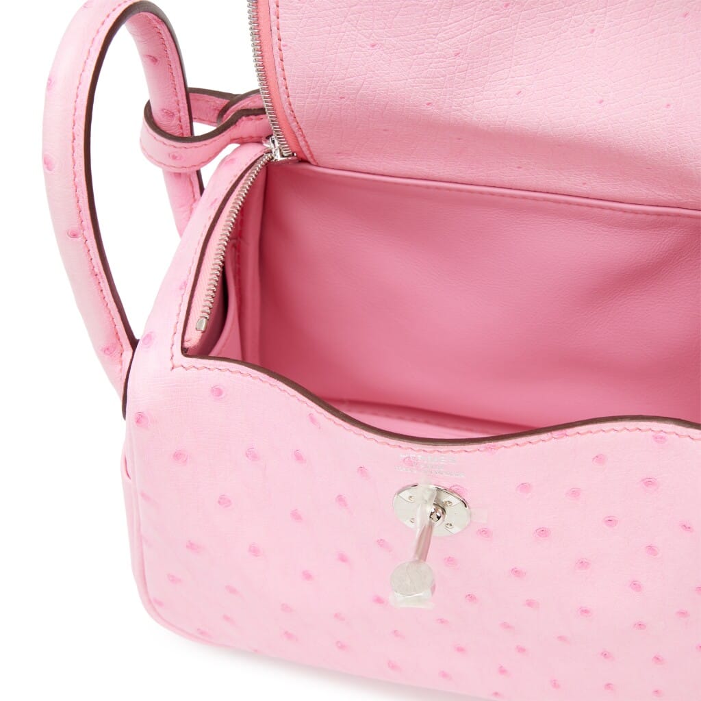 5P Bubblegum Pink Ostrich Mini Lindy 20 Palladium Hardware, 2024