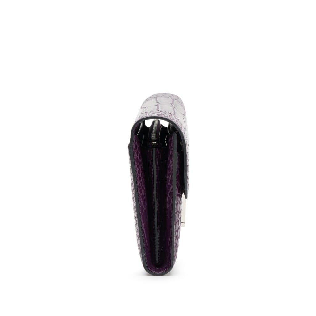 Amethyst Matte Alligator Constance Long Wallet Palladium Hardware, 2014